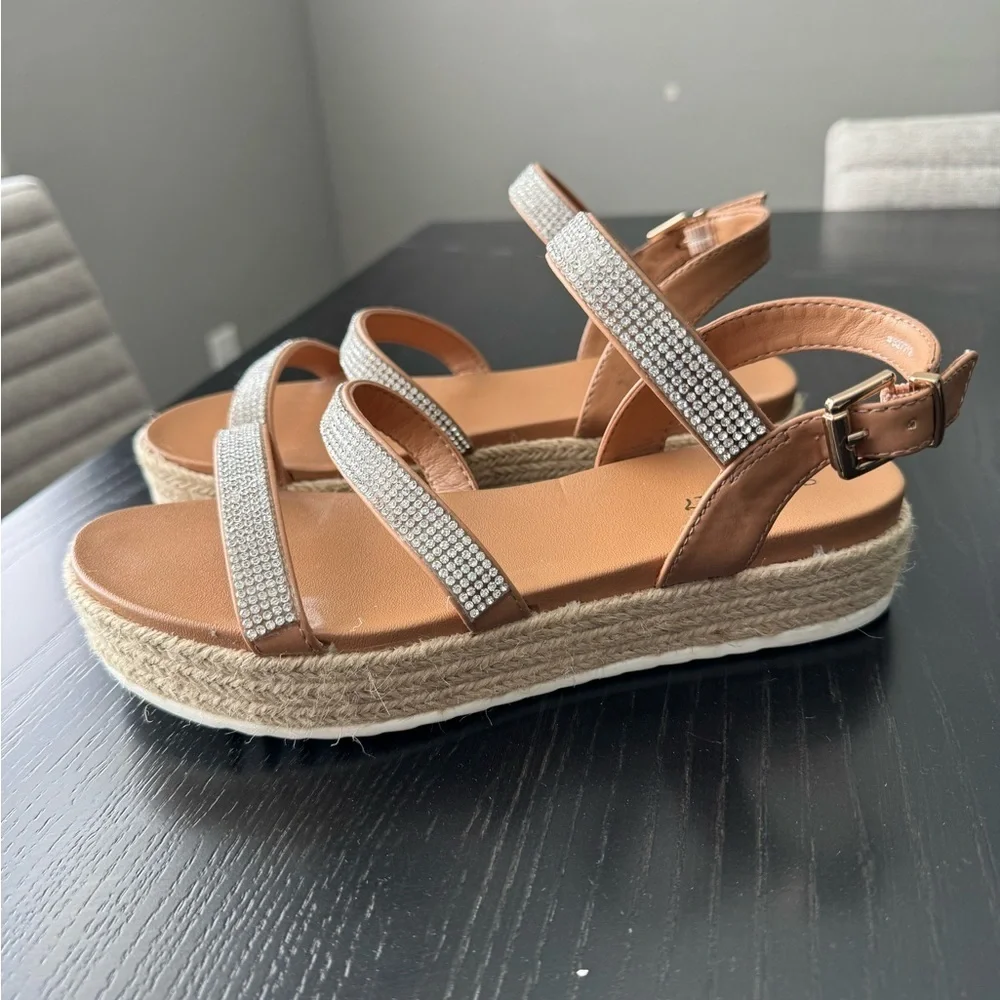 Brand new sandals with rhinestones. Small platform